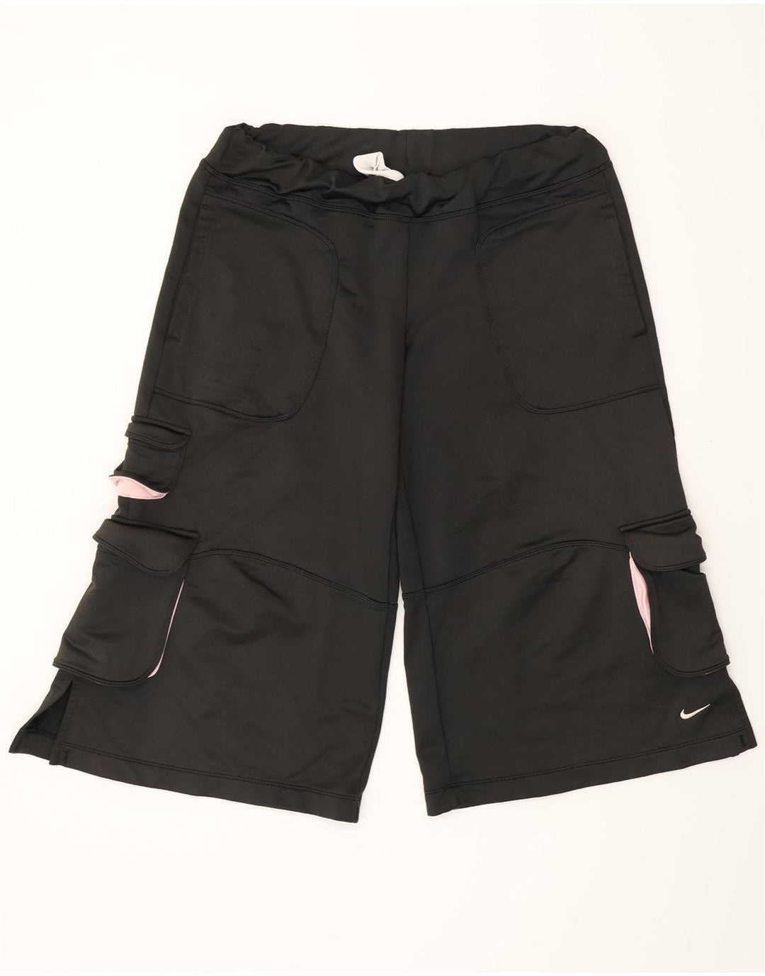 NIKE Womens Bermuda Sport Shorts US 4/6 Pequeno Poliéster Preto