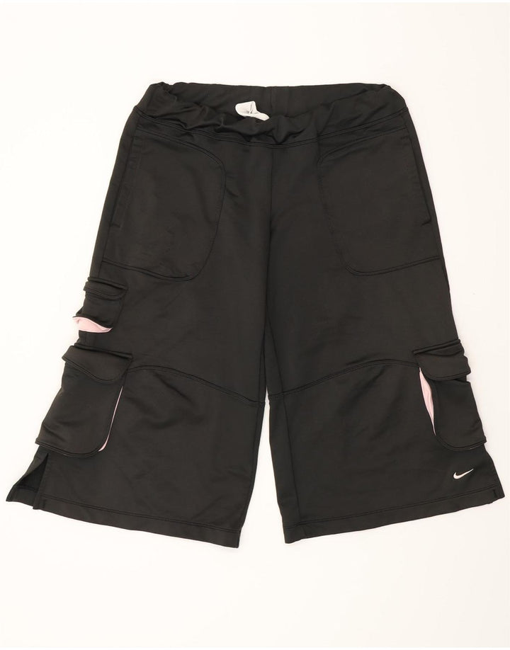 NIKE Womens Bermuda Sport Shorts US 4/6 Pequeno Poliéster Preto