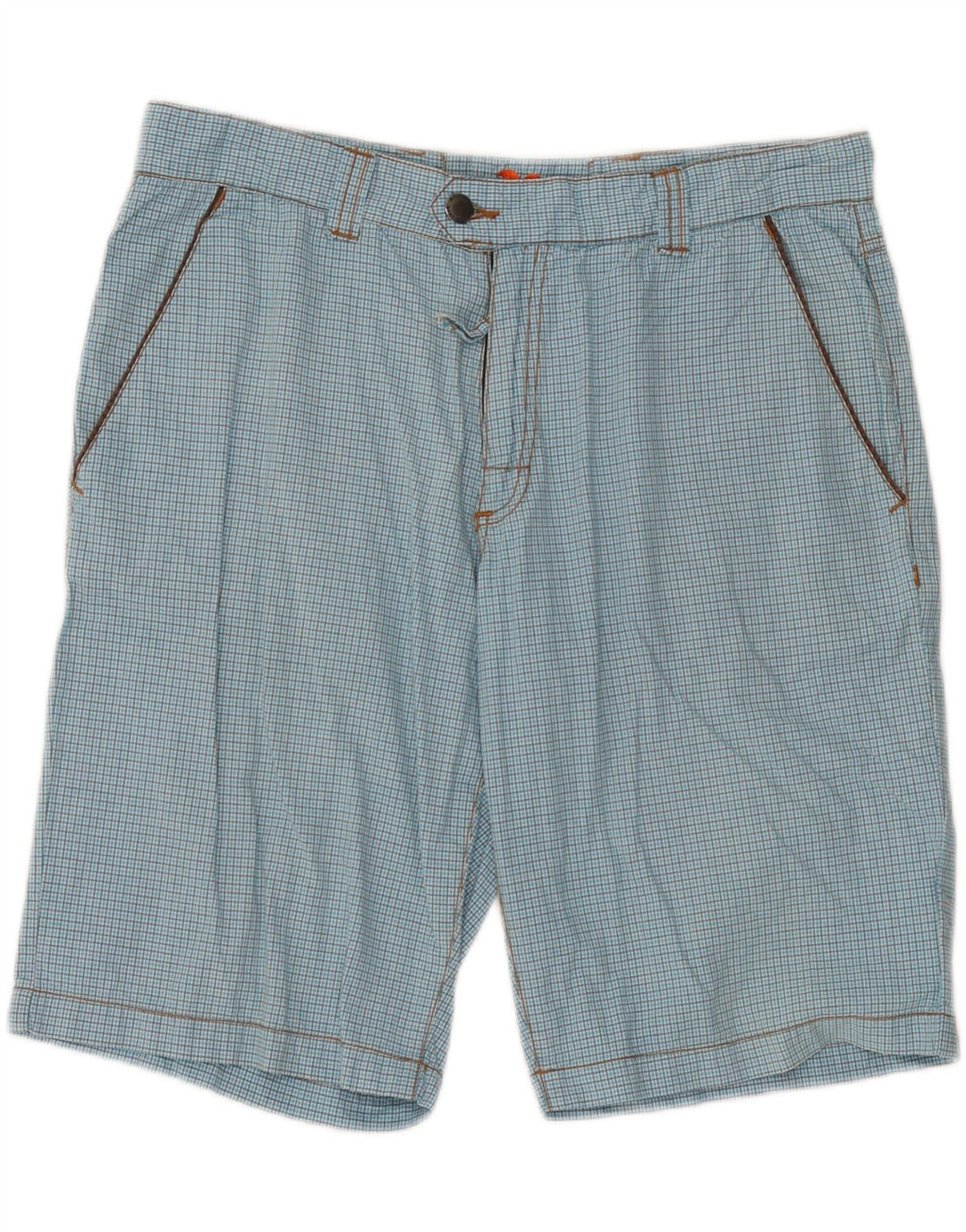 Sundek Mens Chino Shorts W33 Grande Algodão Xadrez Azul