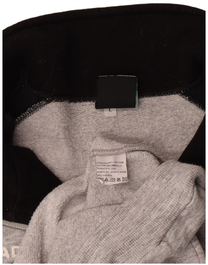 Moletom masculino Diadora com zíper e gola alta, grande, cinza, algodão colorblock