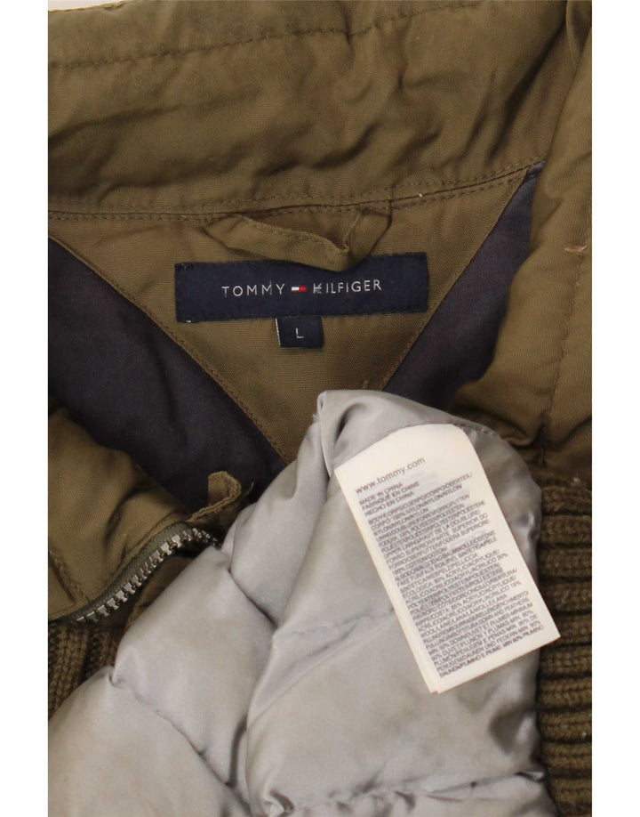 Jaqueta acolchoada masculina Tommy Hilfiger Reino Unido 40 grande nylon cáqui