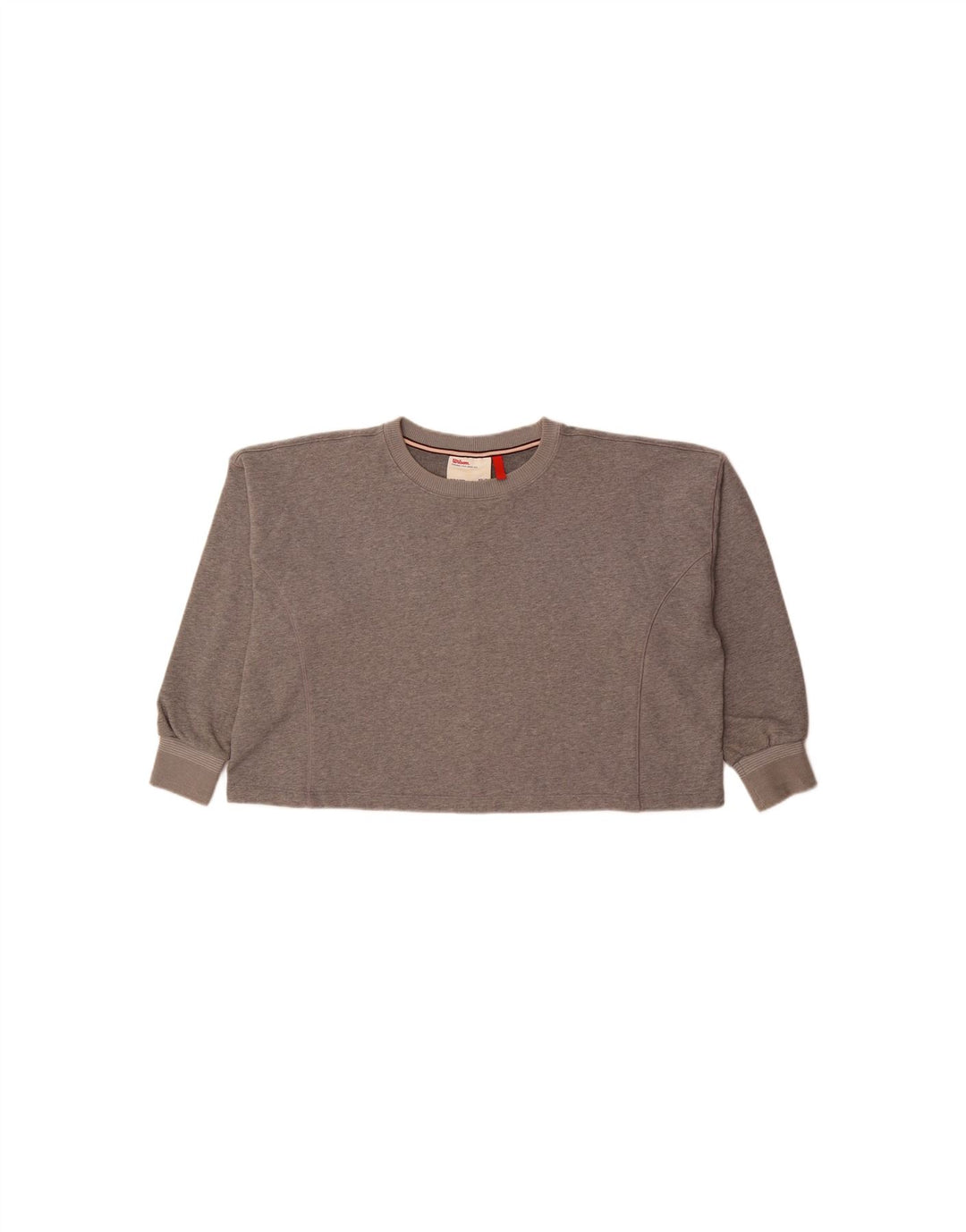 WILSON Womens Oversized Crop Sweatshirt Jumper UK 6 XS Grey Cotton Vintage Wilson and Second-Hand Wilson from Messina Hembry 