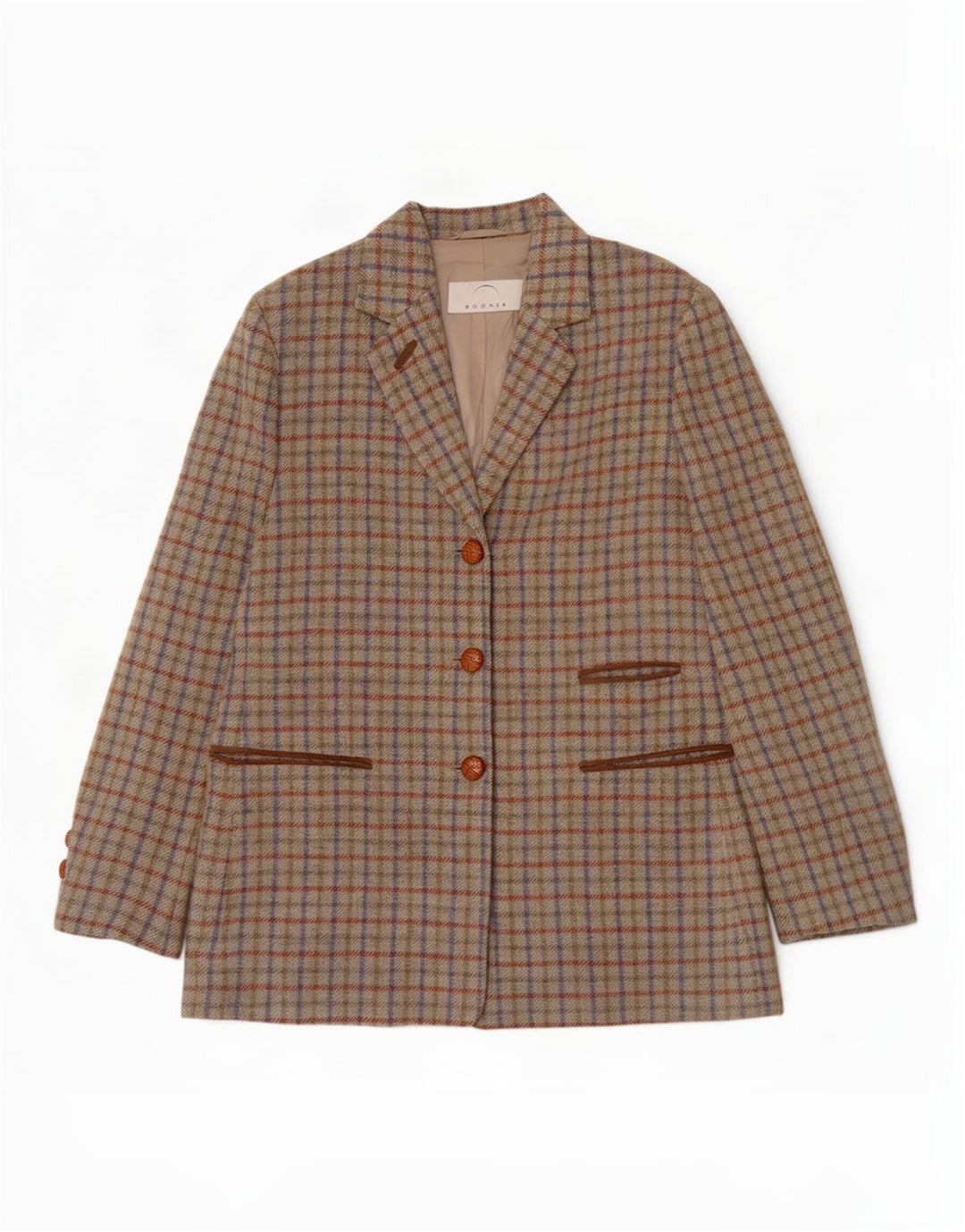 Jaqueta blazer feminina Bogner com 3 botões Reino Unido 14 grande xadrez verde