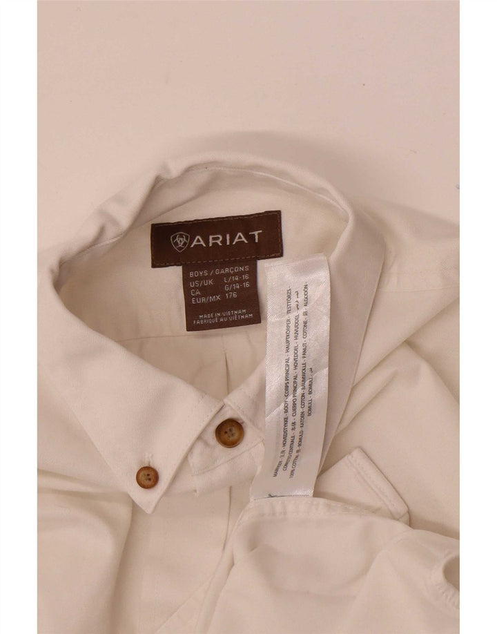 Camisa masculina Ariat 12-13 anos grande algodão branco