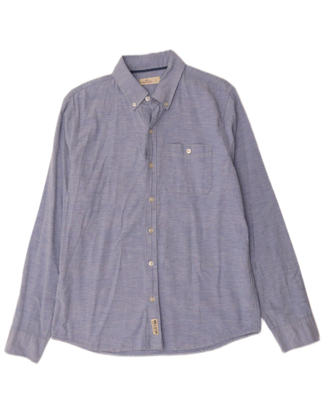 Camisa masculina Hollister grande algodão manchado azul