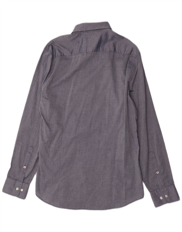 Camisa masculina Guess grande algodão geométrico azul