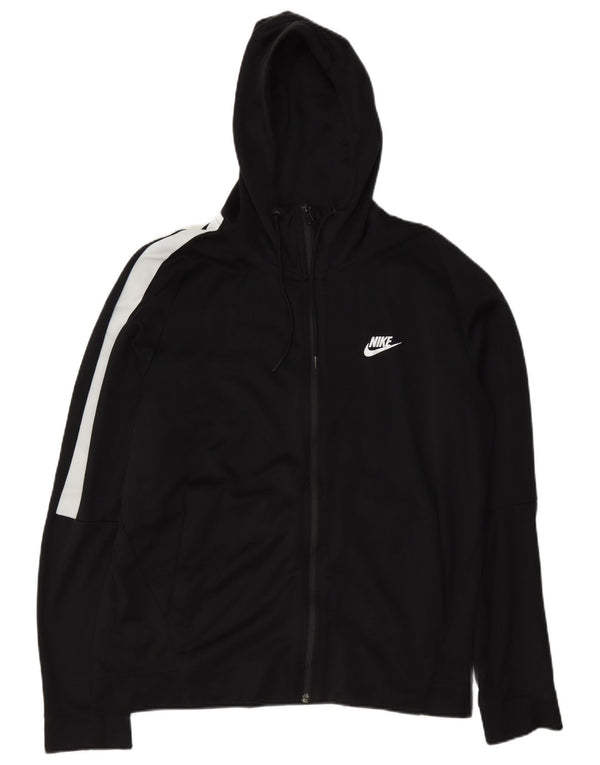 Suéter Nike masculino com capuz e zíper grande preto de algodão colorido