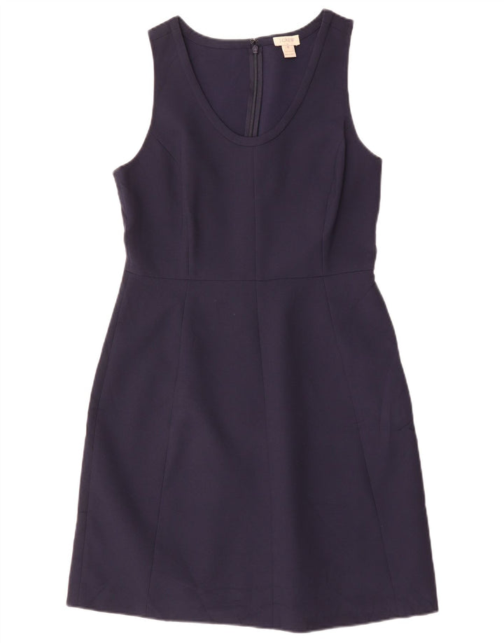 J. CREW Vestido feminino sem mangas evasê US 6 poliéster azul marinho médio
