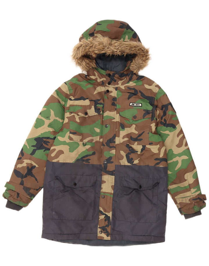 Jaqueta Parka com capuz Zara Boys 13-14 anos camuflagem multicolorida