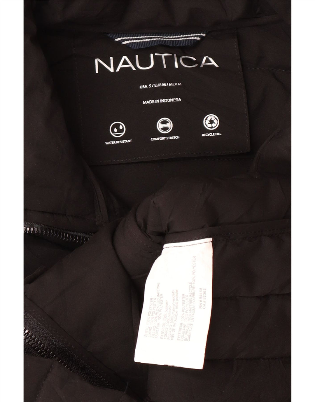 Jaqueta acolchoada feminina Nautica UK 10 poliéster preto pequeno