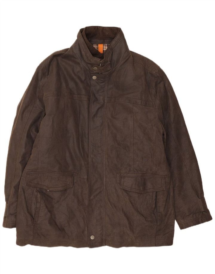 Jaqueta de couro masculina Peter Cofox Reino Unido 50 4XL couro marrom