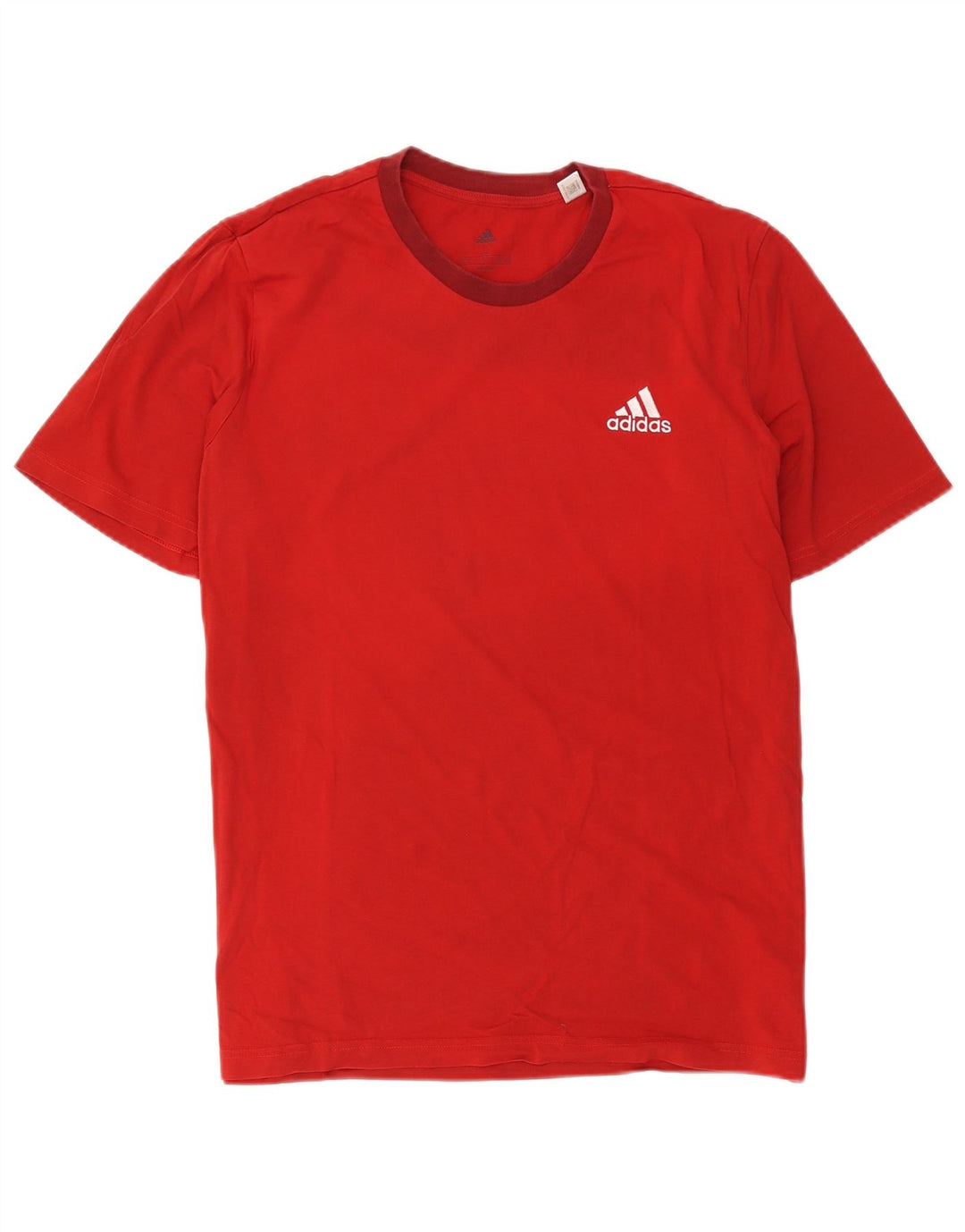 Adidas Mens Camiseta Top Grande Algodão Vermelho