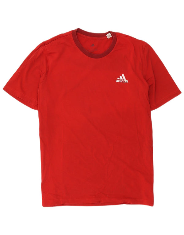 Adidas Mens Camiseta Top Grande Algodão Vermelho