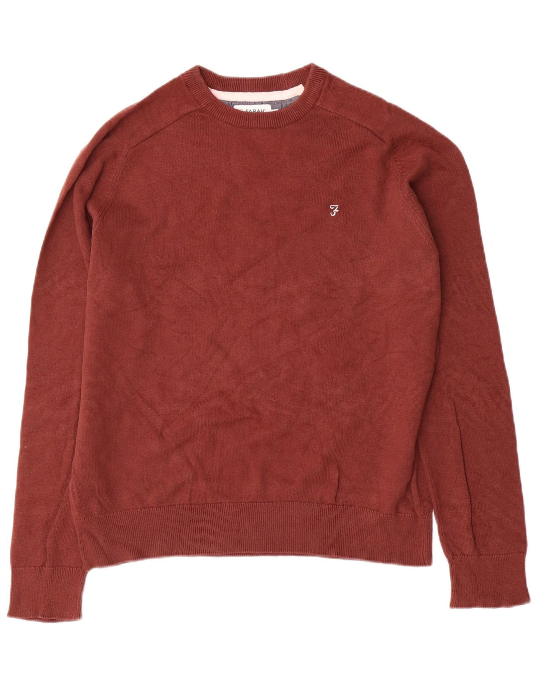 Suéter masculino Farah com ajuste moderno e gola redonda, algodão marrom médio