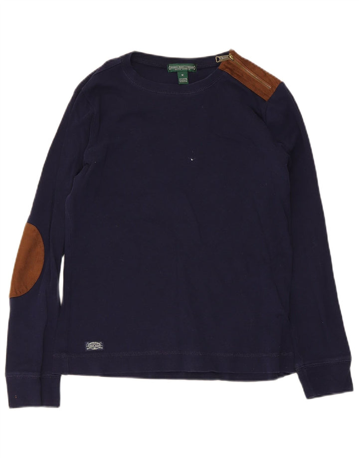 Ralph Lauren Top de equitação feminino manga comprida Reino Unido 12 médio azul marinho