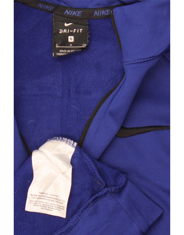NIKE Masculino Dri Fit Zip Neck Moletom Jumper Pequeno Azul Poliéster