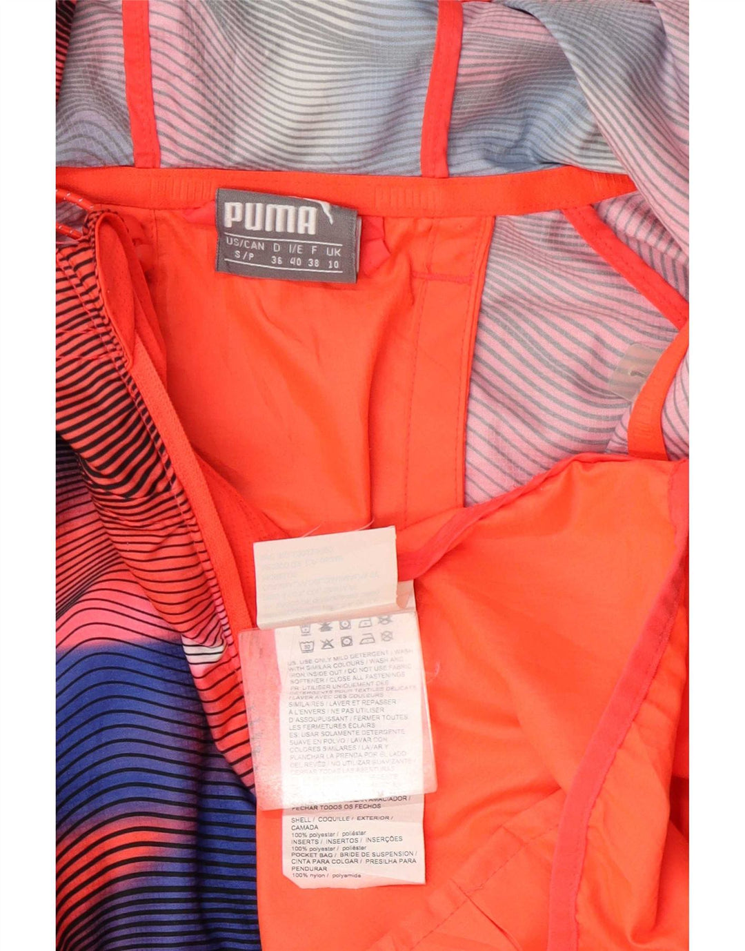 Puma Womens Hooded Tracksuit Top Jacket UK 10 Pequeno Multicolorido Geométrico