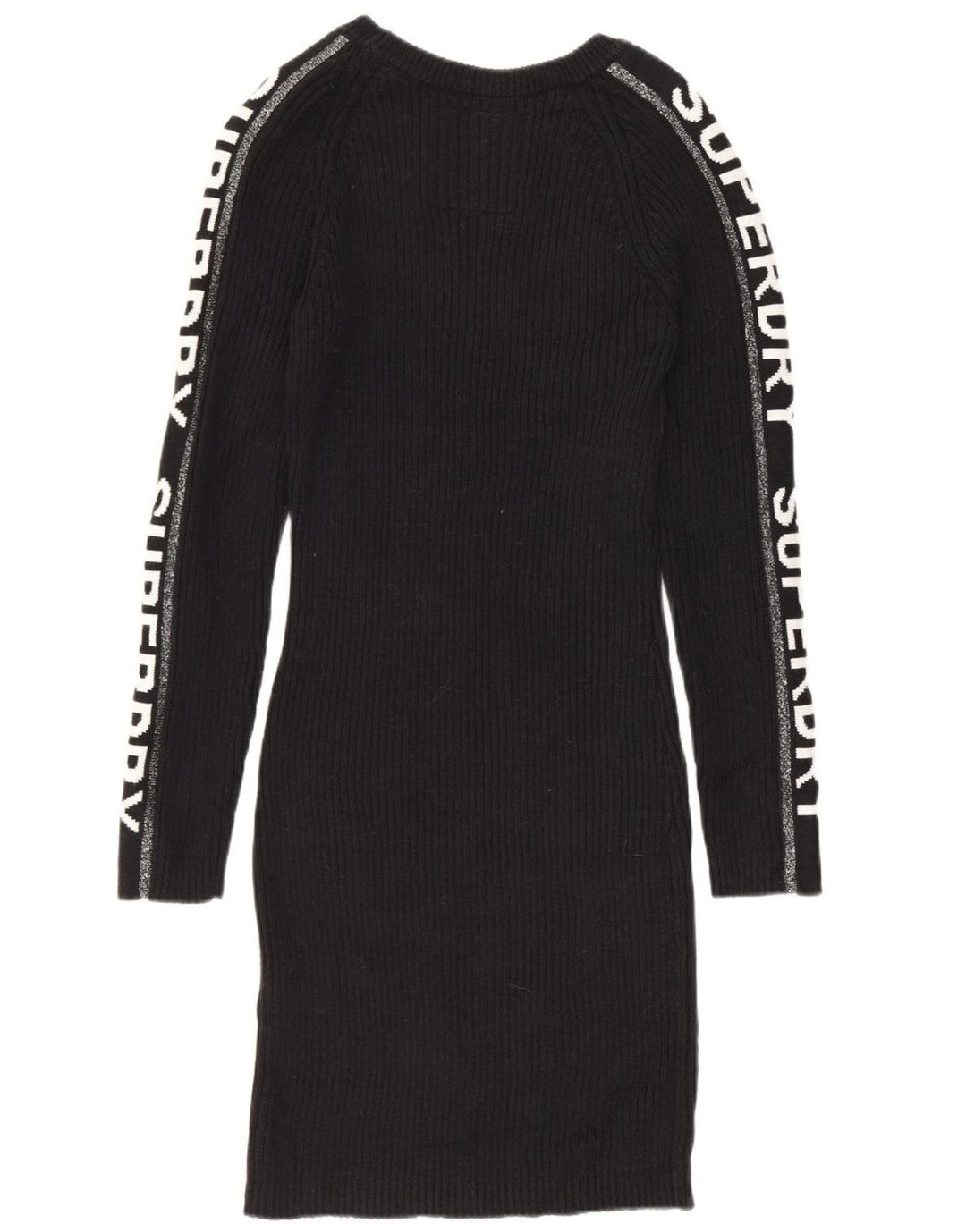 Vestido feminino SUPERDRY com estampa gráfica UK 12 algodão preto médio