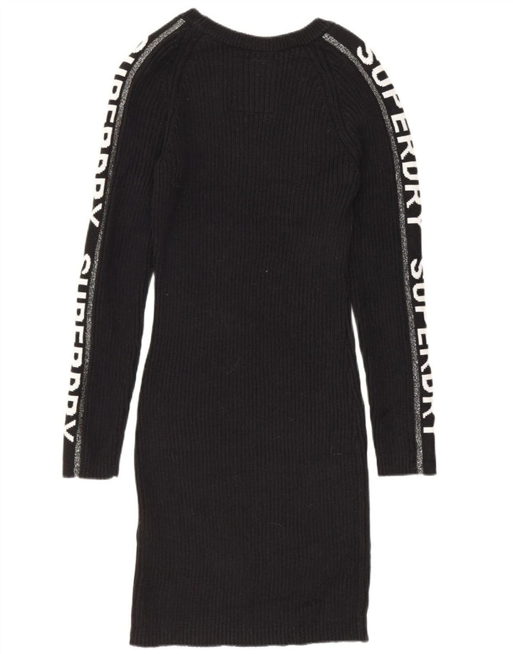 Vestido feminino SUPERDRY com estampa gráfica UK 12 algodão preto médio