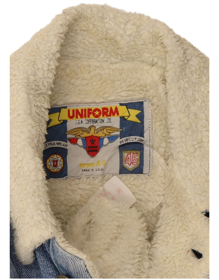 Jaqueta jeans masculina uniforme sherpa solta ajuste Reino Unido 38 azul médio