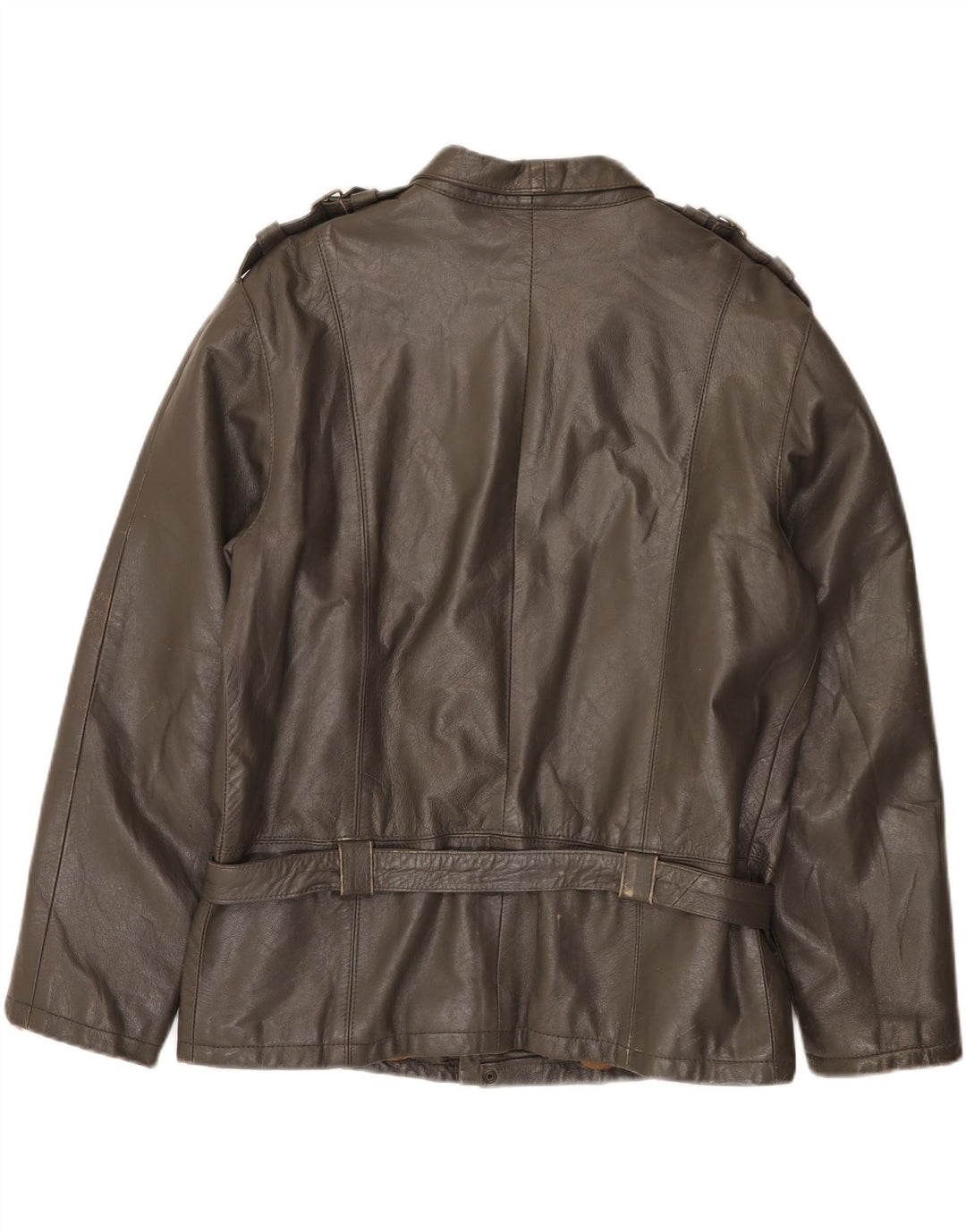 Jaqueta de couro militar masculina vintage IT 52 XL cinza
