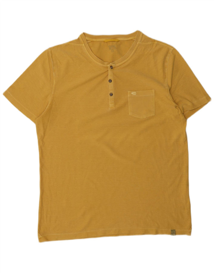 CAMEL ACTIVE Camiseta masculina grande algodão amarelo