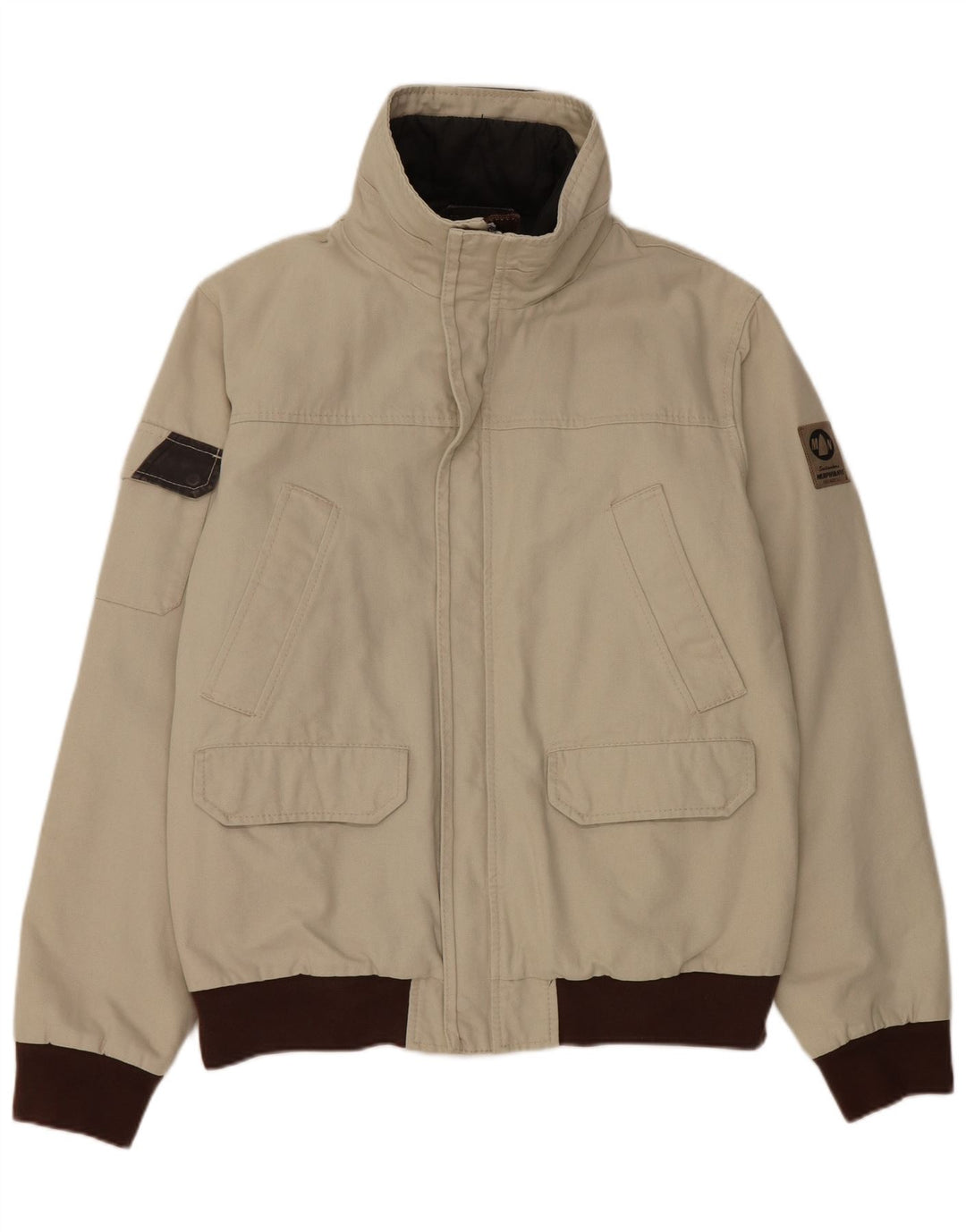 Jaqueta bomber masculina Murphy & Nye Sailmakers Reino Unido 42 XL cinza colorblock algodão