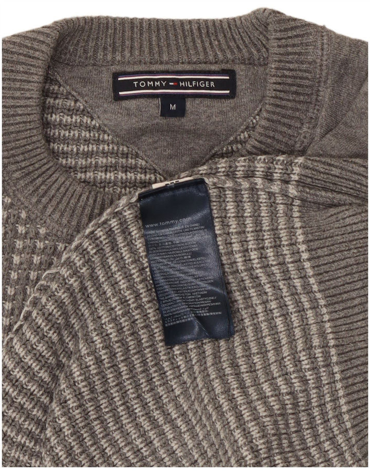 Suéter masculino Tommy Hilfiger com gola redonda e algodão geométrico cinza médio