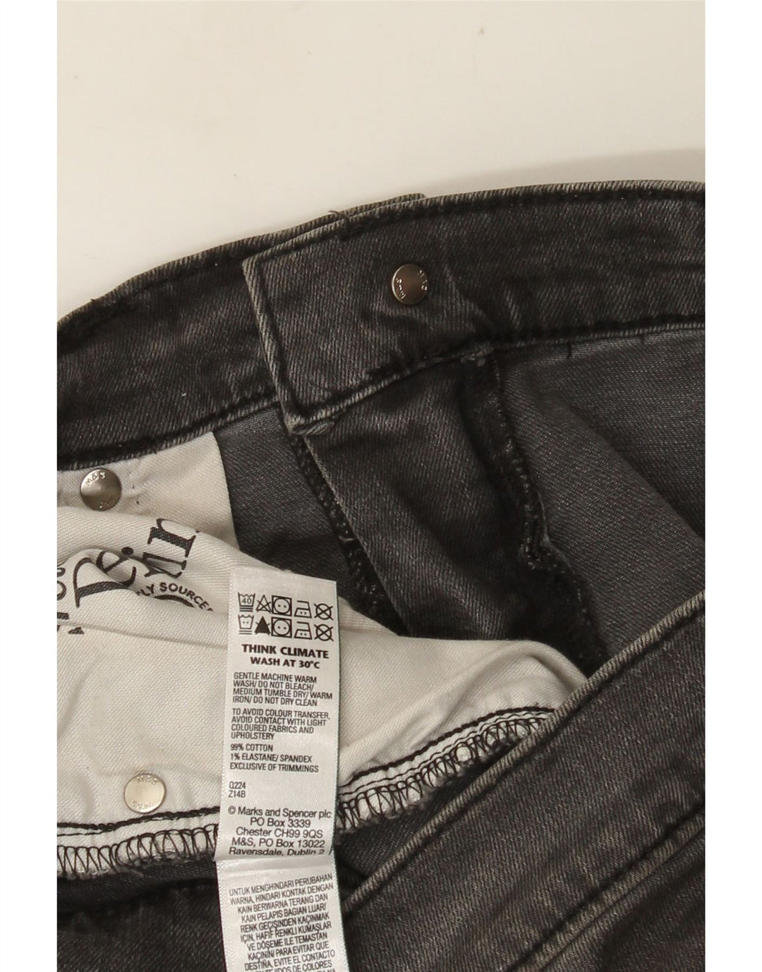 Calça jeans reta masculina MARKS & SPENCER W34 L29 algodão cinza