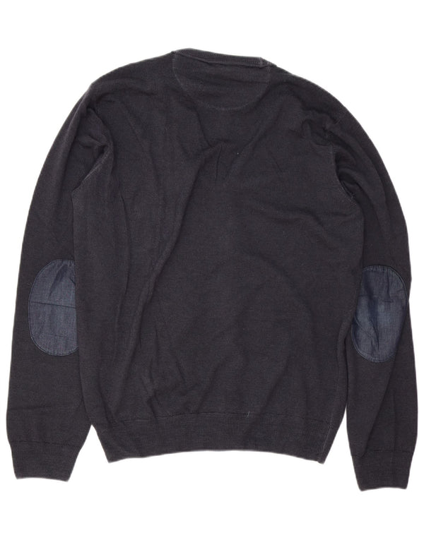 Suéter cardigã masculino Trussardi Jeans lã azul marinho médio