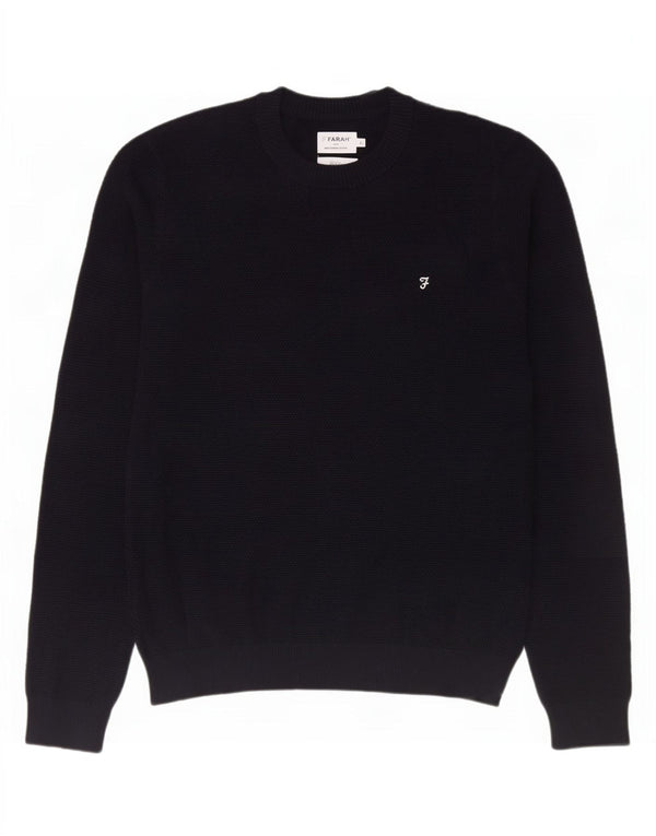 Farah Suéter masculino de ajuste moderno com gola redonda XL azul marinho algodão
