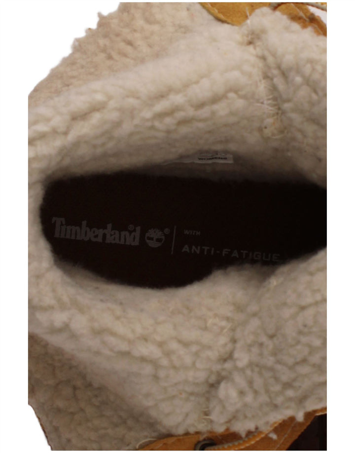 Botas femininas de couro estilo shearling Timberland tamanho Reino Unido 5,5 couro marrom