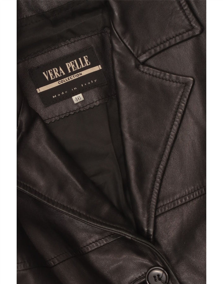 Jaqueta de couro feminina vintage IT 46 grande couro preto