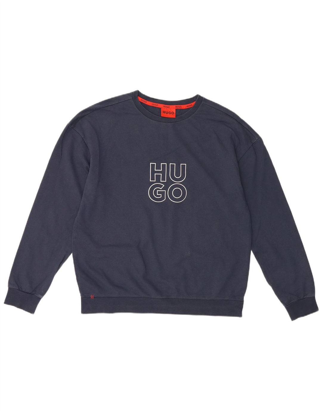 Hugo Boss moletom gráfico masculino jumper médio algodão azul marinho