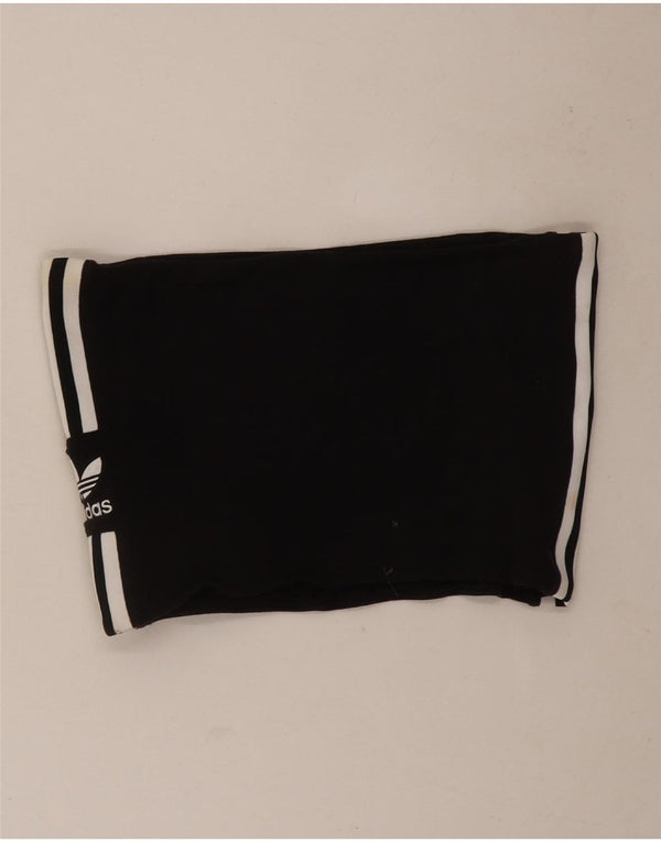 Adidas Mulheres Crop Strapless Top UK 12 Médio Algodão Preto