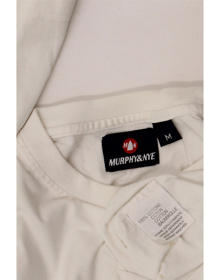 Top gráfico masculino MURPHY & NYE manga comprida médio branco
