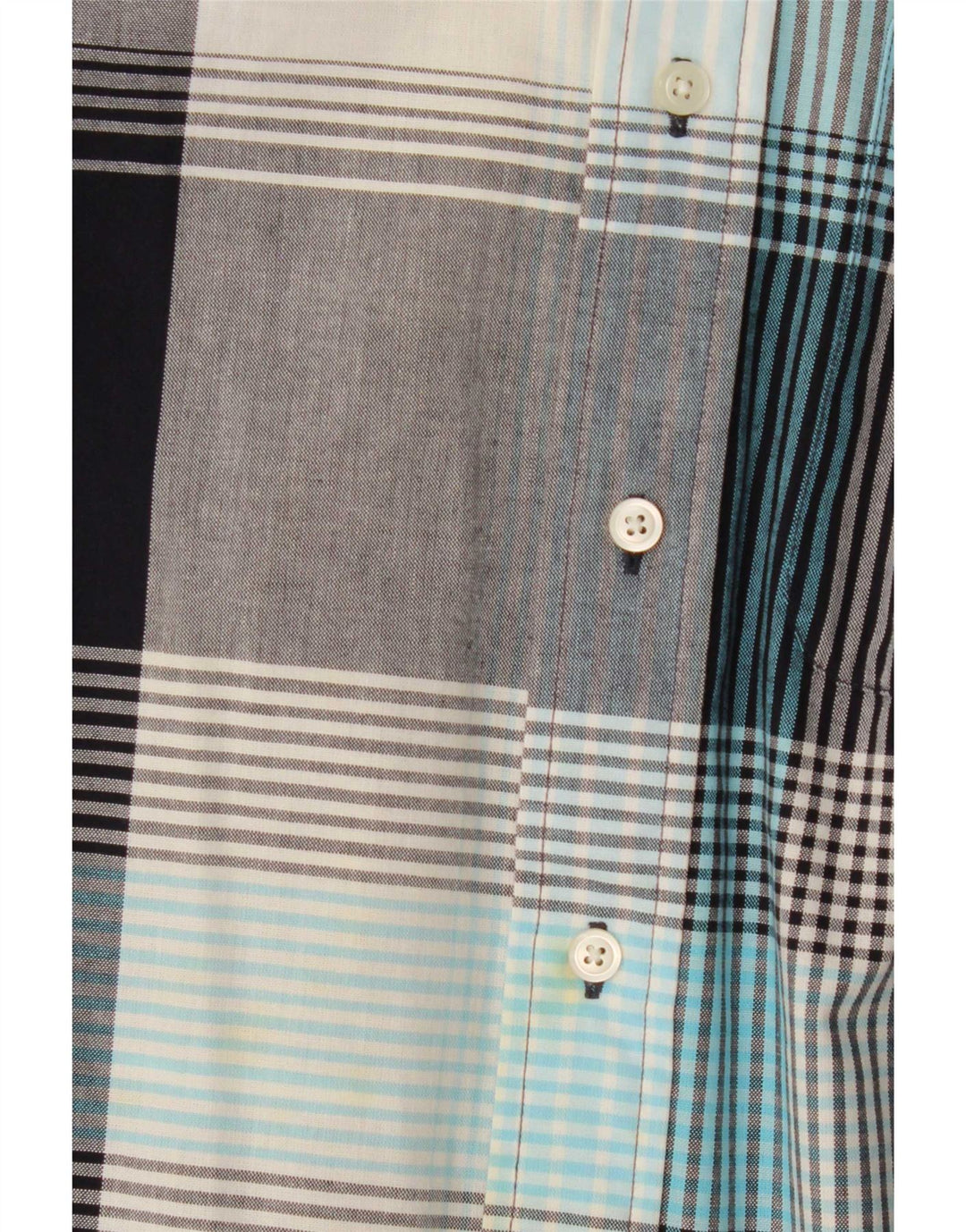 Camisa masculina Nautica de manga curta cinza médio algodão xadrez