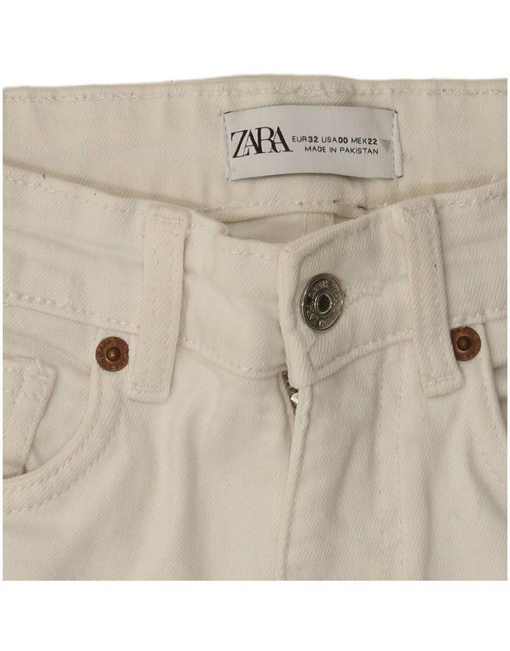 ZARA Calça Jeans Feminina Crop Bootcut W22 L26 Off White