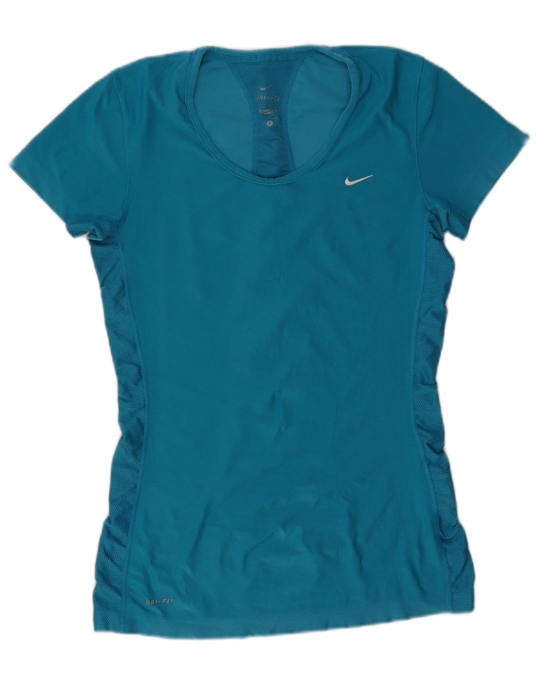 Camiseta feminina Nike Dri Fit Top UK 10 pequena azul poliéster