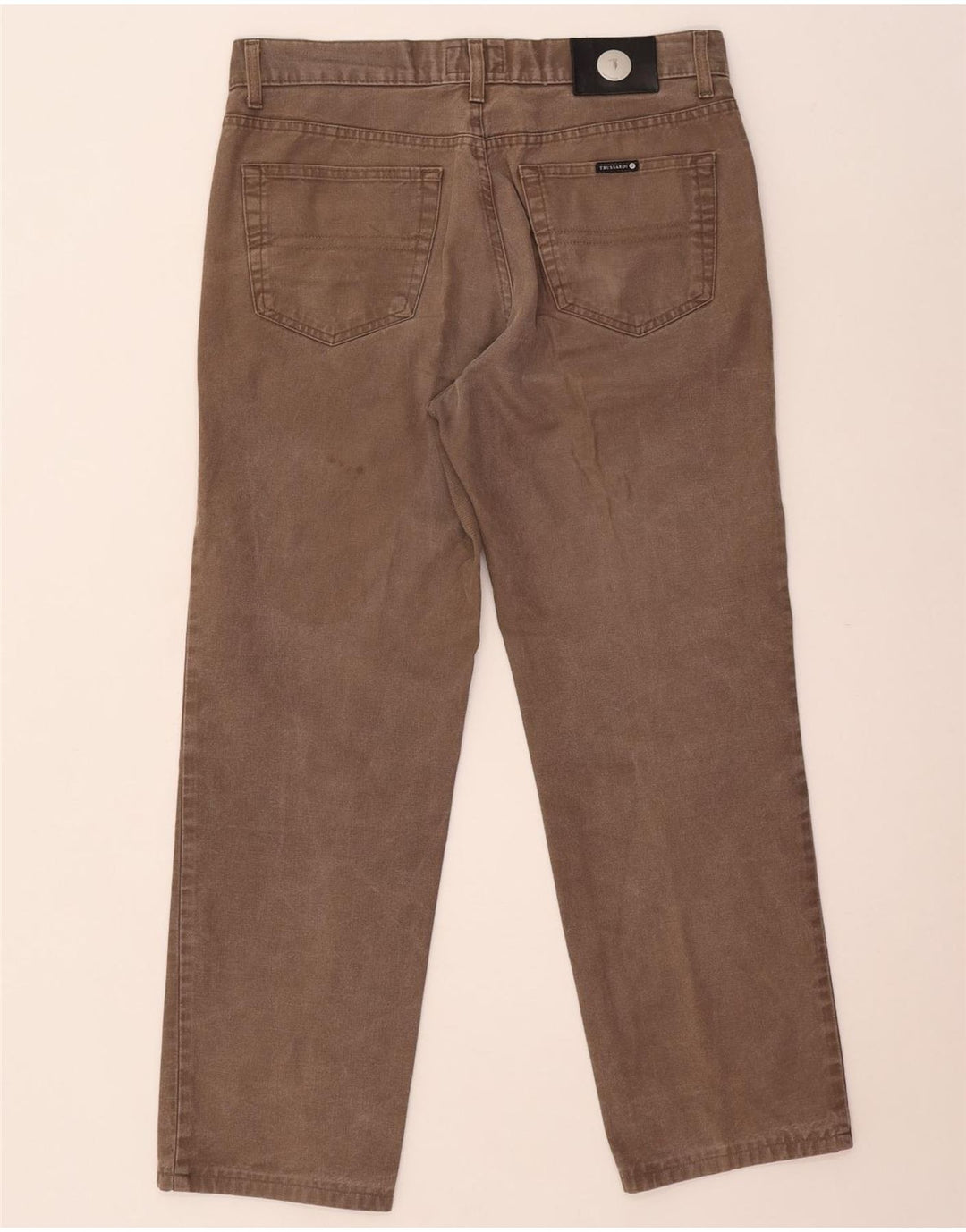 Trussardi Calça jeans reta masculina W33 L27 algodão bege