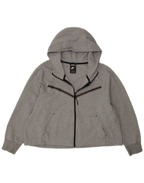 Suéter Nike feminino com capuz e zíper UK 18 XL cinza algodão