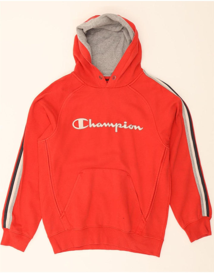 CHAMPION Mens Graphic Hoodie Jumper Medium Red Cotton Vintage Champion and Second-Hand Champion from Messina Hembry 