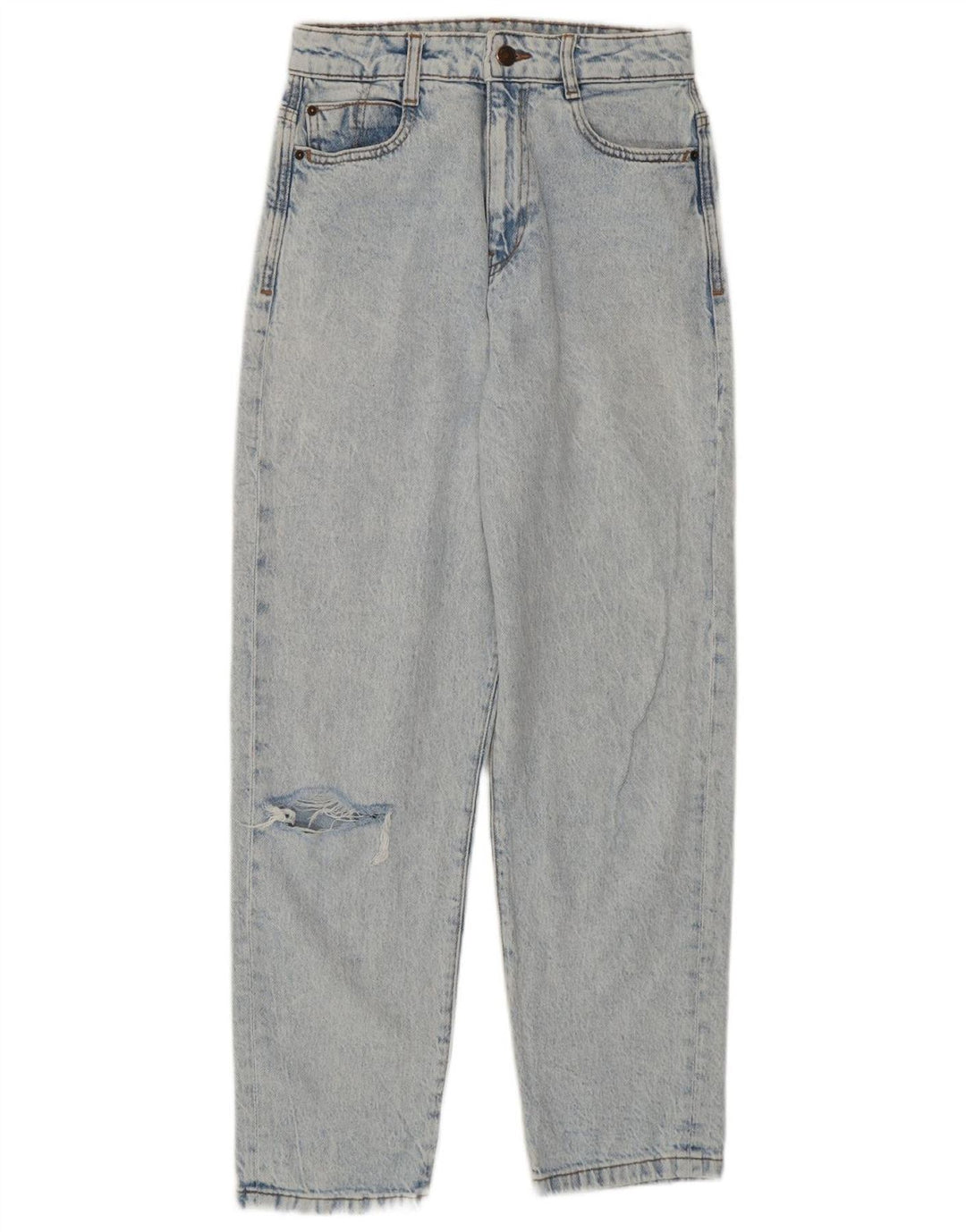 Zara Jeans feminino de cintura alta desgastado EU 36 XS W26 L27 algodão azul