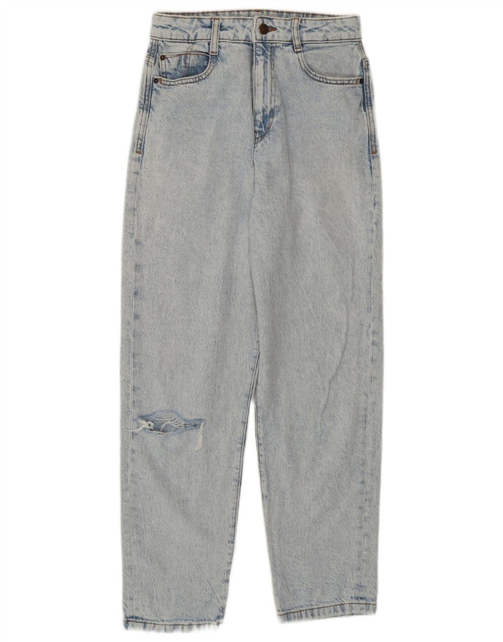 Zara Jeans feminino de cintura alta desgastado EU 36 XS W26 L27 algodão azul