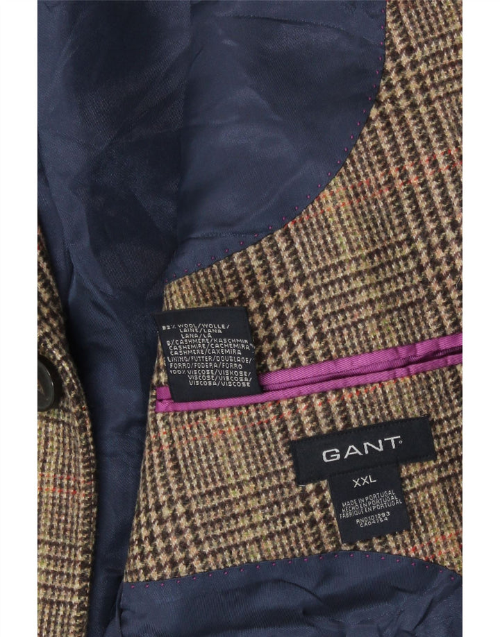 Jaqueta blazer masculina Gant com 3 botões Reino Unido 44 2XL marrom Houndstooth