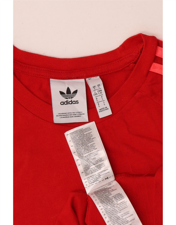 Adidas Mens Camiseta Top Grande Algodão Vermelho