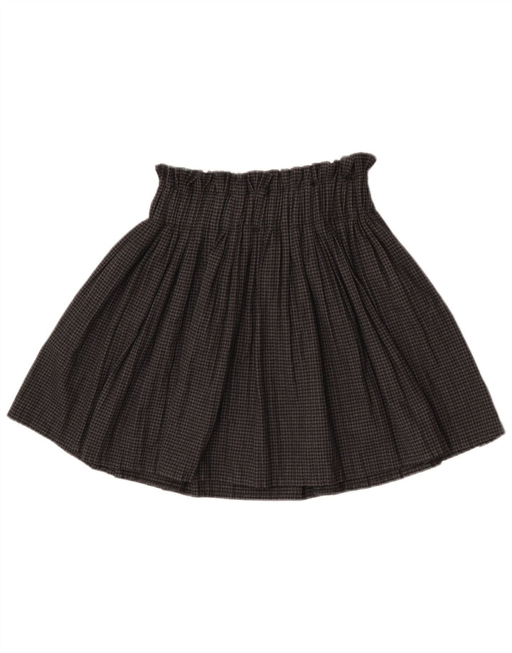 Zara Skort feminino de cintura alta UK 4 XS cinza houndstooth poliéster