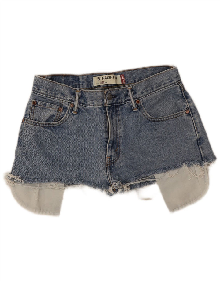 Shorts jeans feminino Levi's 505 desgastado W29 algodão azul médio