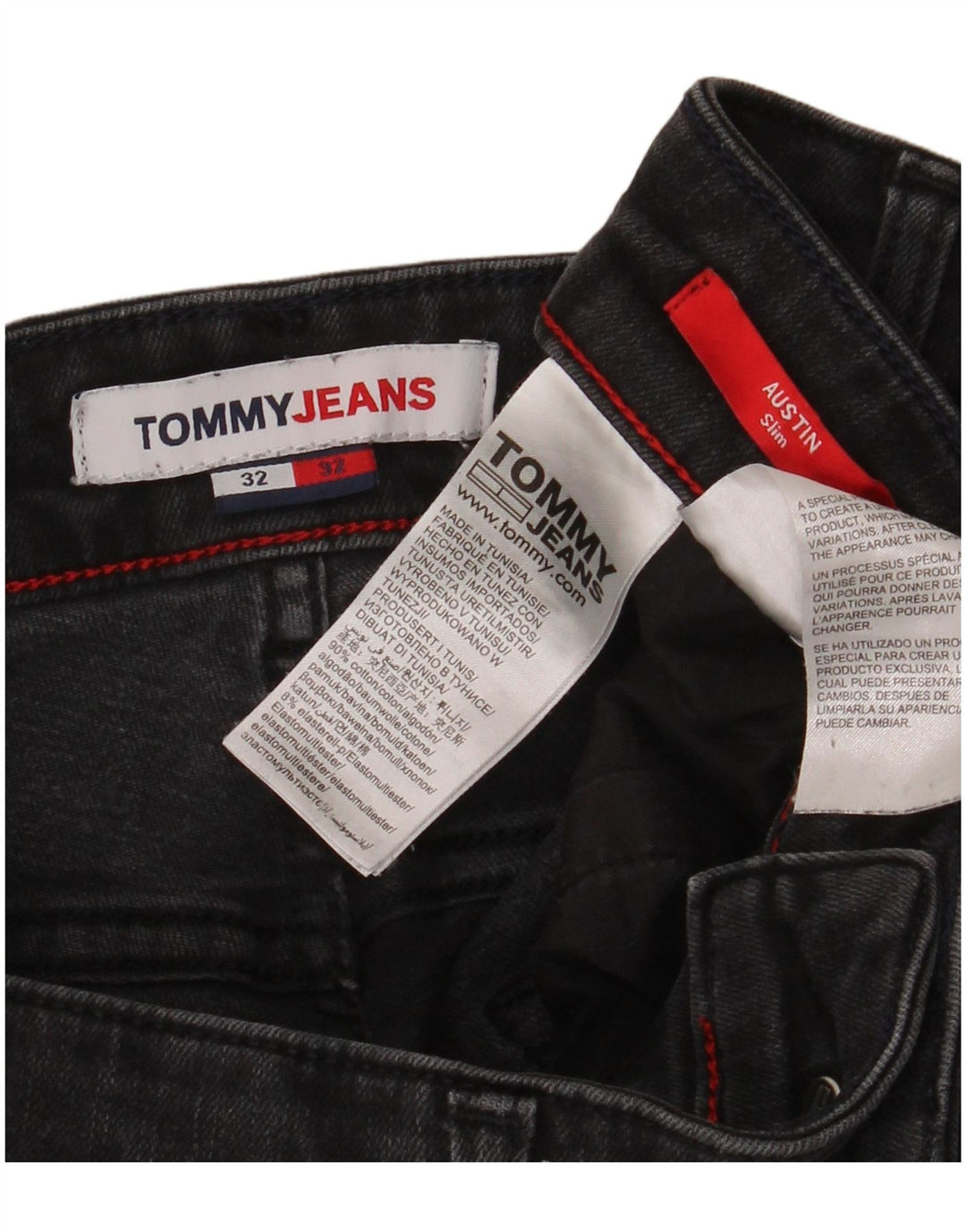 TOMMY HILFIGER Masculino Austin Slim Jeans W32 L32 Algodão Preto