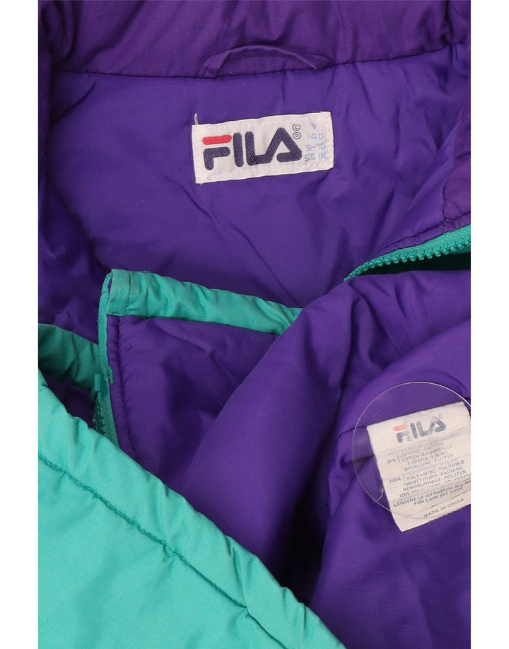 Jaqueta acolchoada com capuz gráfico Fila Boys 9-10 anos verde colorblock